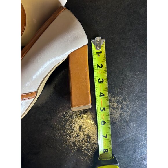 Vintage Style Unbranded Beige Brown Block Heel Pumps Sz 8 - Picture 9 of 10